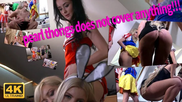 COSPLAY COSTUME PARTY UPSKIRT WEDGIES PARTY with 4 HOT SEXY ROUND ASSES GIRLS