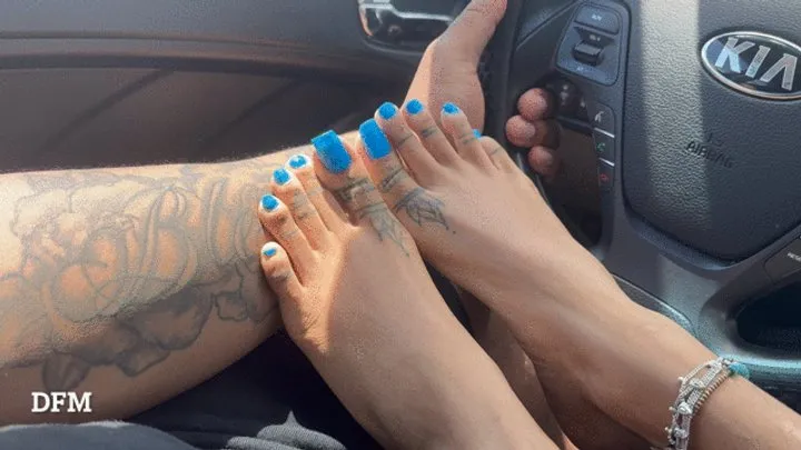 “My wife teases me as I drive with her blue toes”