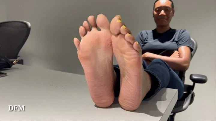 "Treasure Yellow Toes Tease In The Office"