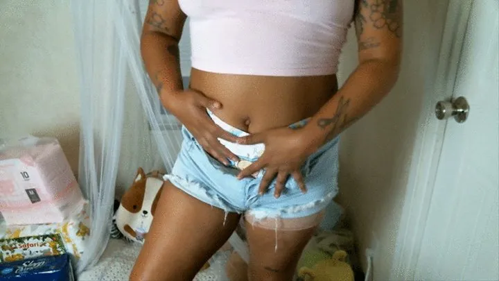 jean shorts diaper strip tease JOI ABDL