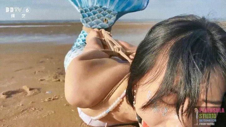 Legend of mermaid Hogtied on the beach Tickling Gagging