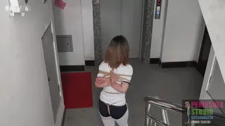 Chinese girl Haiyu Corridor and Elevator Exploring in Bondage