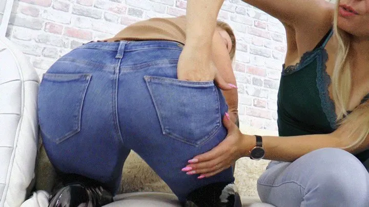 Queen Hanna and Mistress Jane - Worship jeans asses and stay chaste