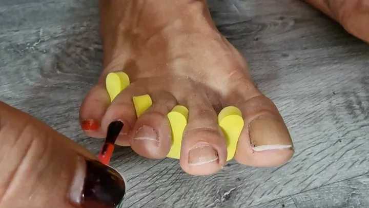 miss milf veiny strong feet care polish nails toes foot ASMR sound cutting my thick toe nails beauty feet nails painting by my self