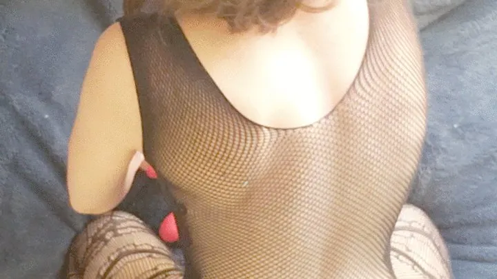 Dildo Solo in a Crotchless Mesh Bodysuit Round 2 Ass