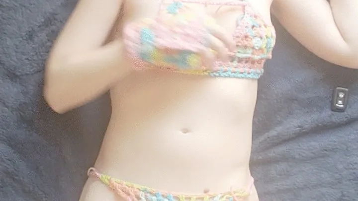 Pink Vibrator and Rainbow Crochet Lingerie - Solo