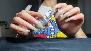 #2 - Painting my long natural nails with Silver nail polish