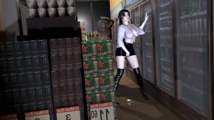 Beautiful female director and old man at the supermarket - 3D Hentai Animation V438