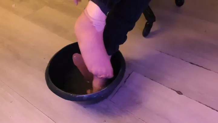 Soaking wet footjob and sockstrip