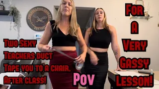 Naughty Student Get's a Gassy Lesson from 2 Sexy Teachers (POV)