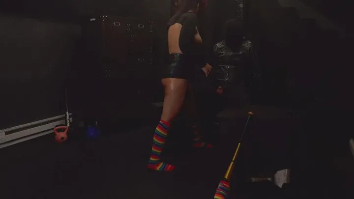 Selenas Ballbusting Revenge in rainbow socks and soccer cleats!!