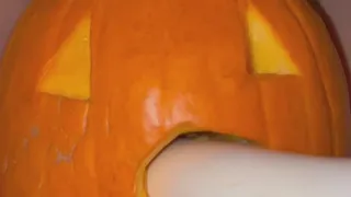 Deep throating a pumpkin part 2