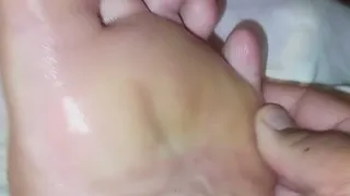 A foot massage with ice, belly and belly button rub