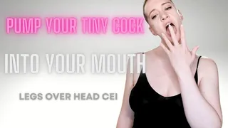 Pump Your Tiny Cock Into Your Mouth - short haired domme tells you to put your legs over head and cum on your face with cei and sph