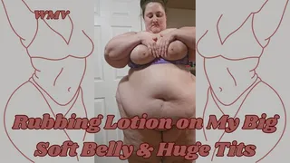 SSBBW Rubs Lotion All Over Her Belly and Tits