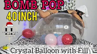 Pop bomb with 40-inch crystal balloon filled with balloons