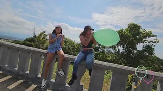 Blow to pop with Nicoll and Carmen outdoors