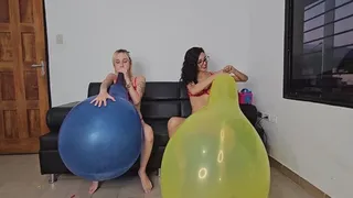 Marianna and Regina S2P together long-necked balloons