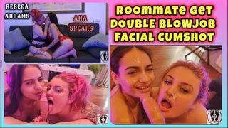 DESPERATE ROOMMATE GET PAID WITH DOUBLE BLOWJOB FACIAL CUM