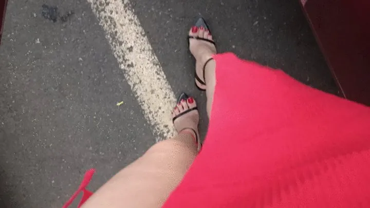 Pumping pedals in high heels and bare feet (4)