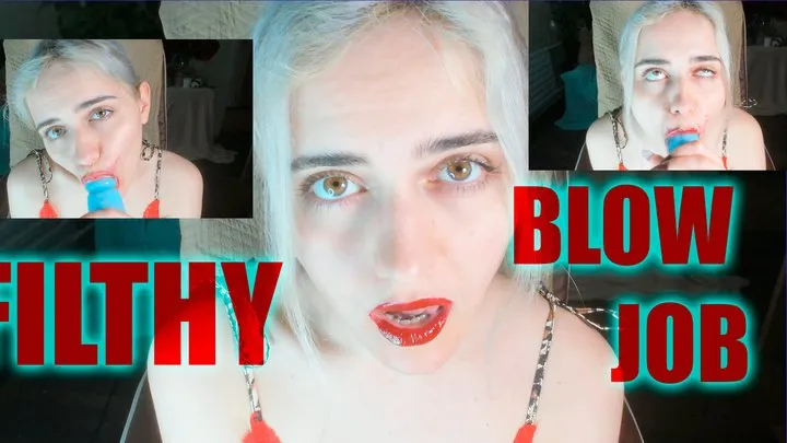 Filthy sloppy BJ smearing red lipstick