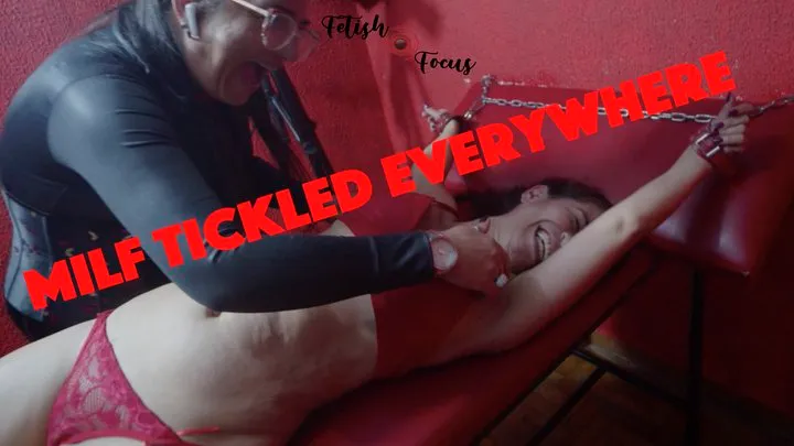 Amanda entire body tickling - Milf tickled at all body places in bondage and panties with female domination