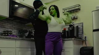 She Hulk Brandi Mae Dominates intruder for sneaking in