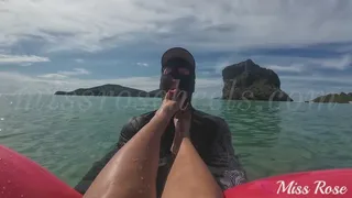 Worshipping my feet on a private island