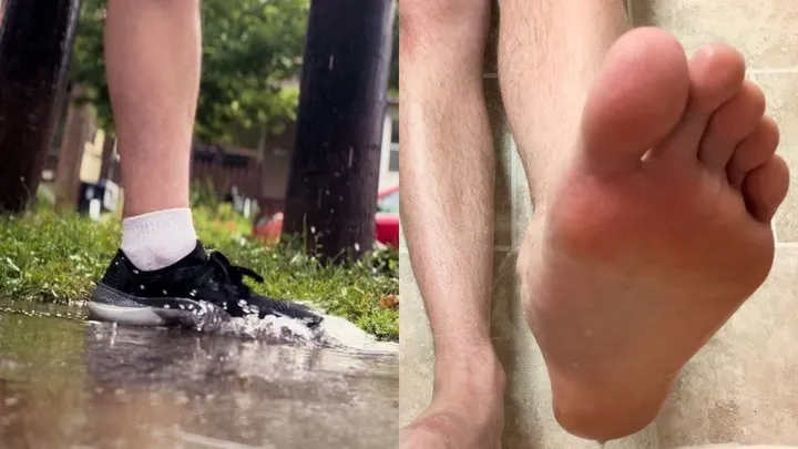 Jock Rob's GIANT wet Feet Worship POV (wet socks and shoes)