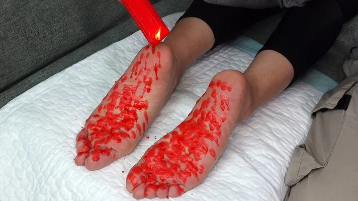 Girl's Soles torment by Dripping Candles