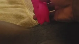 Fucking her pussy with a vibrating dildo