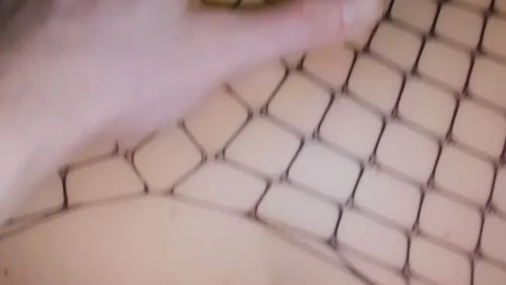 Blonde in fishnets with a hole got anal fucking