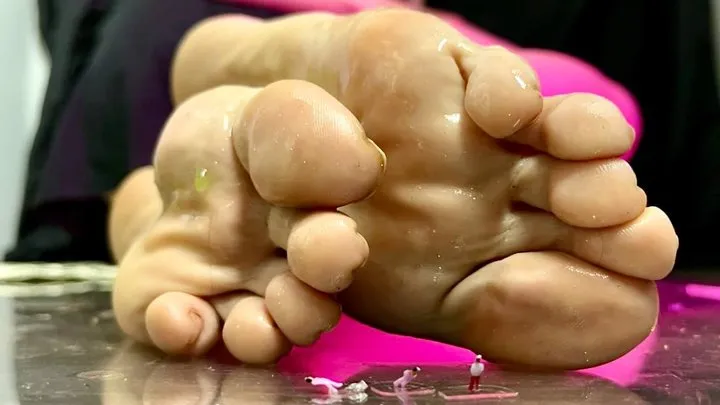 Three tiny visitors at the Giantess Foot Worship Museum