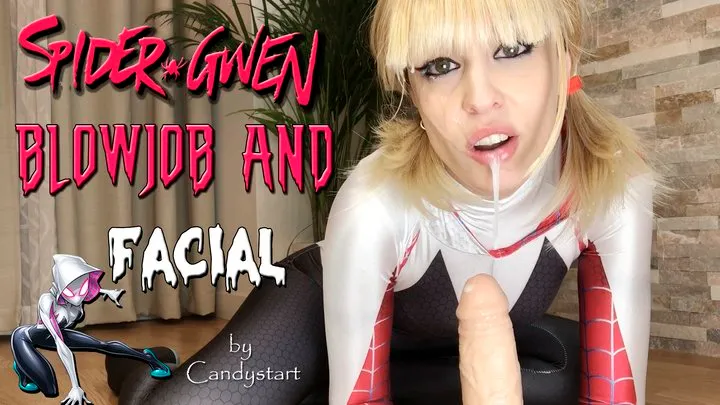 Spider Gwen cosplay Blowjob and facial POV