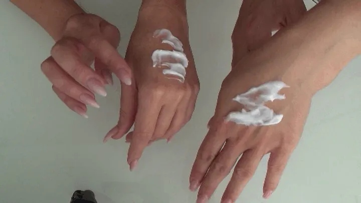 CREAM OF SPERM ON HANDS c