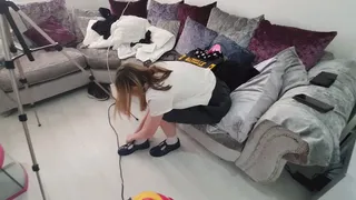 Danielle Schoolgirl Putting On Socks Shoes & Tights