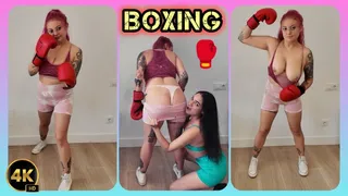 FEMALE FIGHTER BOXING WARMUP JUMPING JACKS TITS BOUNCING