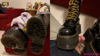 Boot ball stomping under her heavy soles