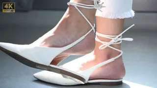 Candid elegant sandals, candid foot and shoe fetish pose under watch, sexy feet movement