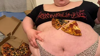 3 PIZZA stuffing — SSBBW Marigold — morbidly obese feedee