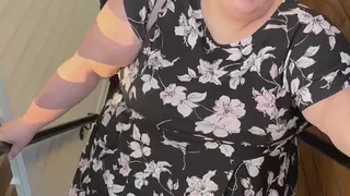 HUGE lazy fatty WADDLES around, STRUGGLES up staircase — SSBBW Marigold — immobile feedee too fat to move