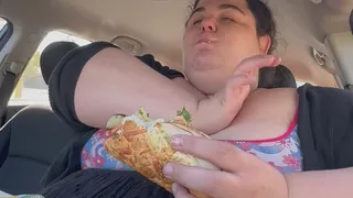 Smashing a MEGA Overstuffed Footlong in My Car, Burping — Feedee SSBBW Marigold