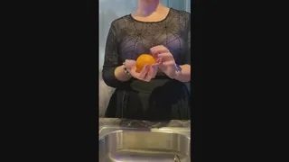 Tall Goth Girl With HUGE Hands Crushes Orange