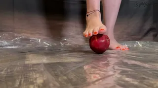 Towering Goth Queen Demolishes and Demeans Apple With Ease ~ Crushing, Stomping With Giant Feet