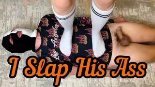 I TRAMPLE THE SLAVE'S BODY WITH MY FEET IN WHITE SOCKS AND SPANK HIS ASS