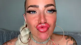 Lip smelling sniffing challenge big fake lips bimbo