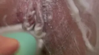 Shaving pussy extreme close up asmr foam