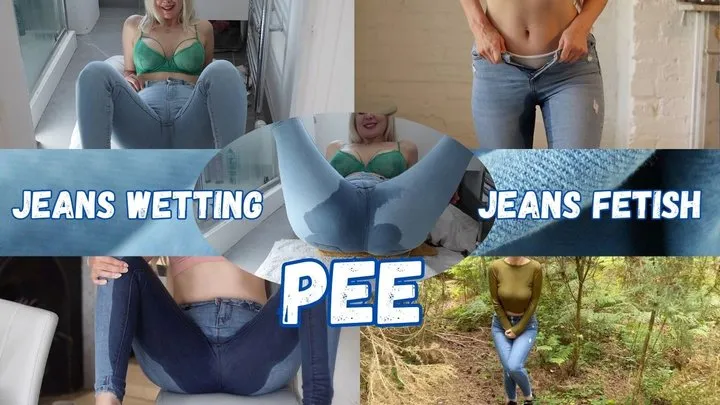 Tight Blue Jeans Wetting 4 Vids in 1