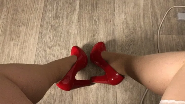 Red heels dangling!