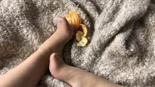 Feet tease with oranges!